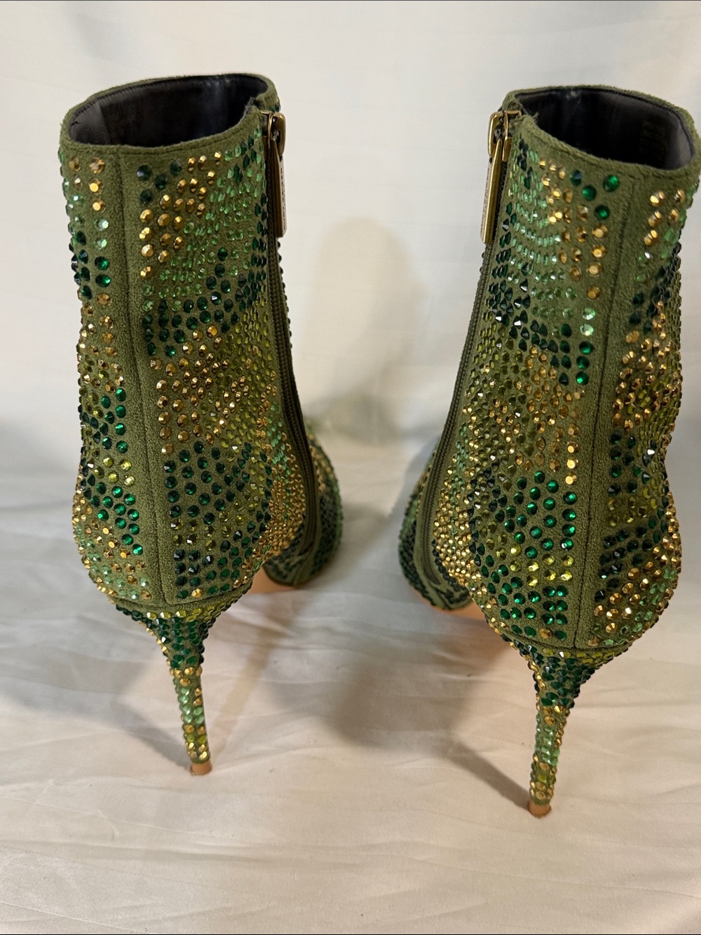 Kurt Geiger Green Crystal Embellished Pointed Ankle Boots - Picture 6 of 12